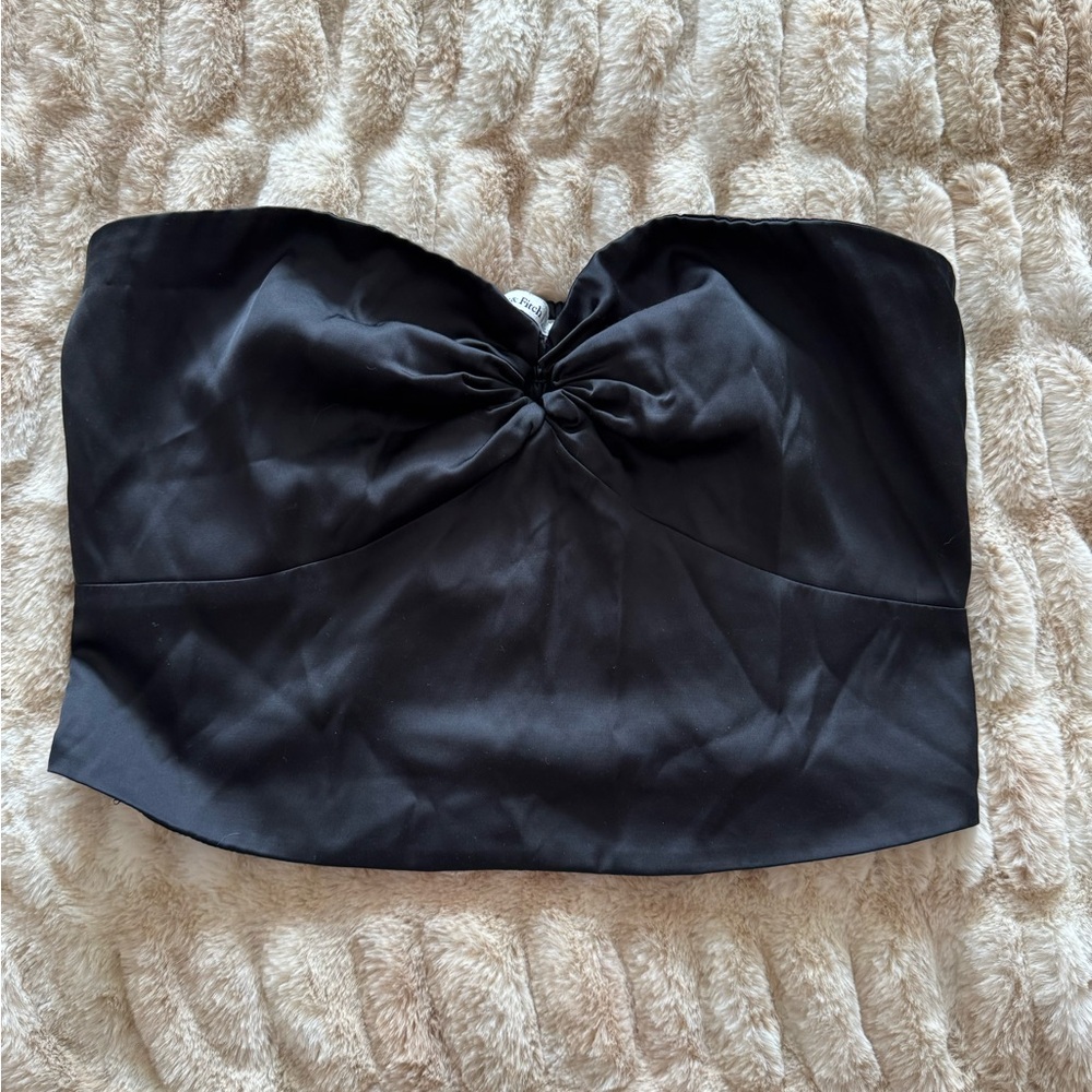 Abercrombie & Fitch Black Silk Strapless Top